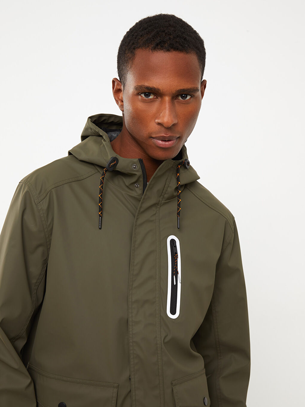 Regular Fit Hooded Men's Faux Leather Coat-1