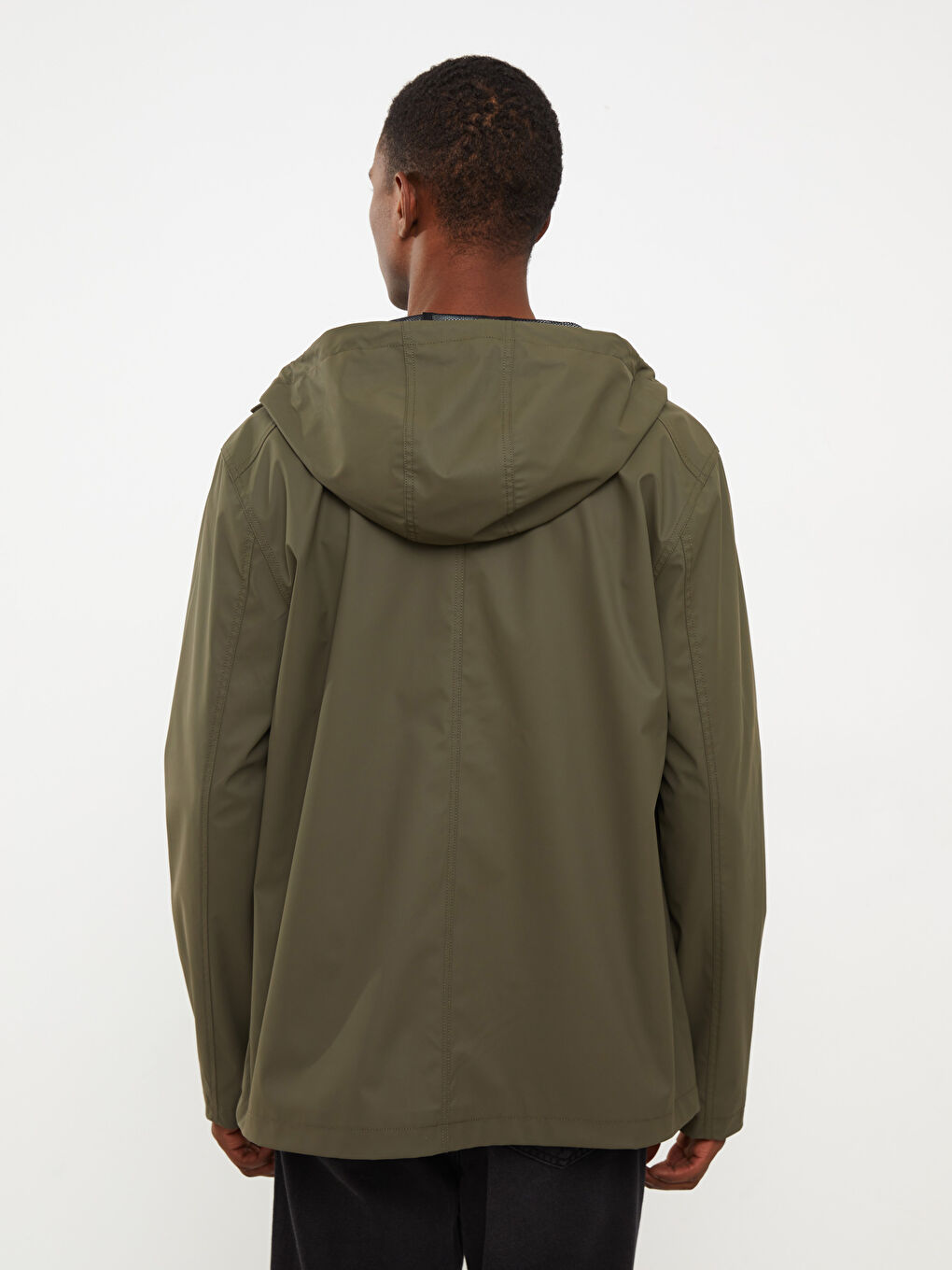 Regular Fit Hooded Men's Faux Leather Coat-4