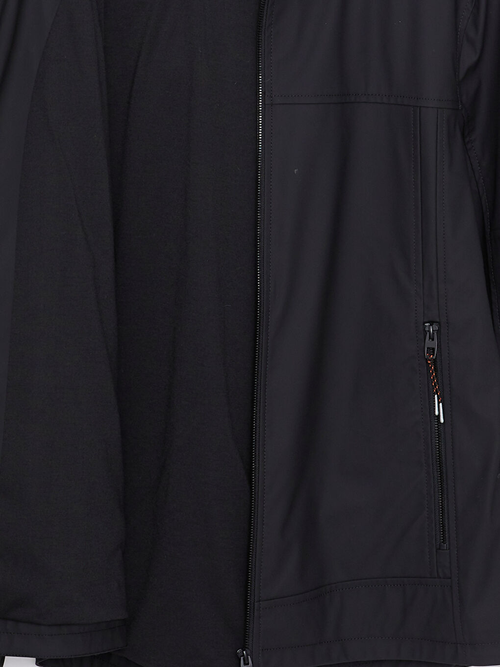 Siyah Standart Kalıp Kapüşonlu Erkek Yağmurluk-7