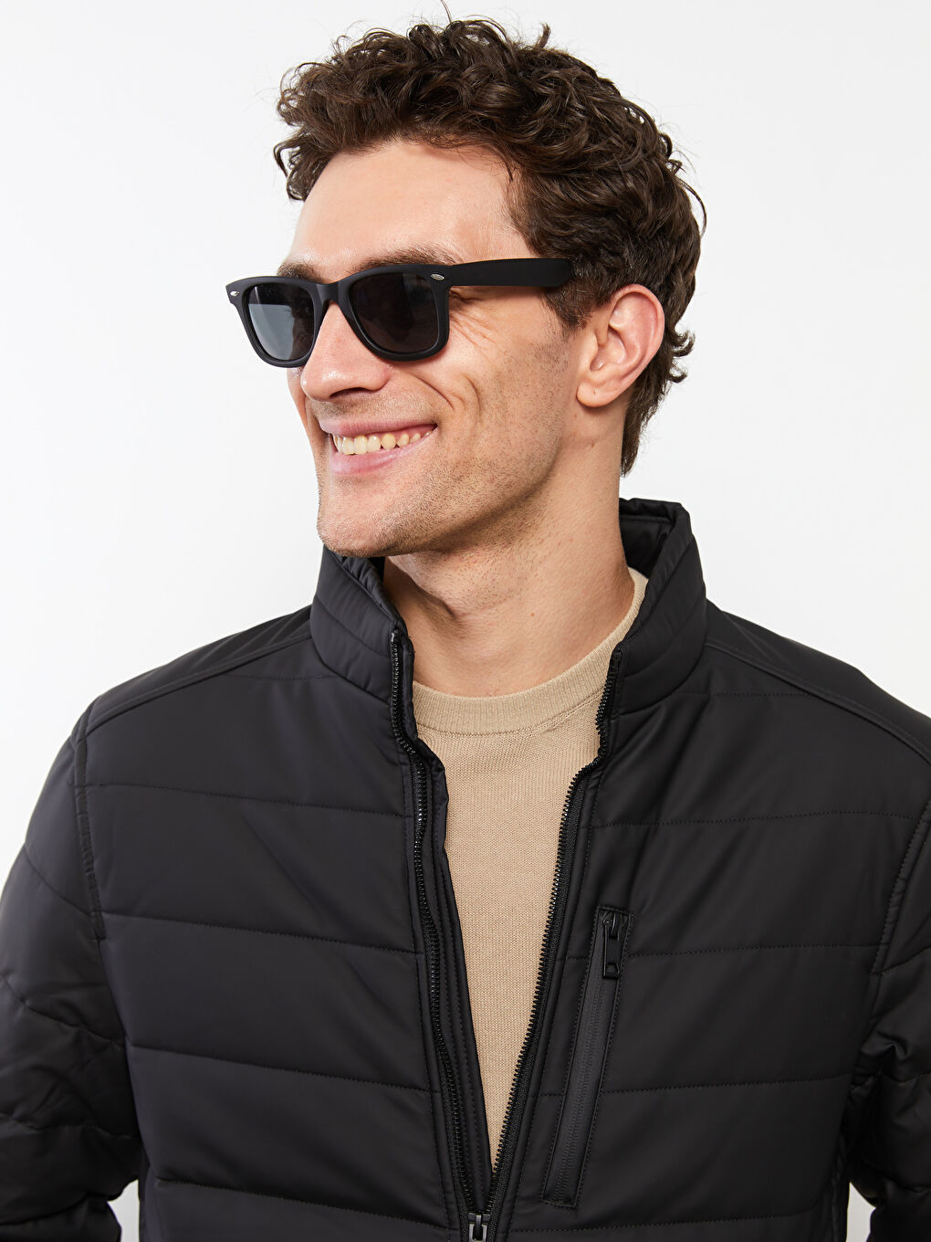 Standard Fit Collared Neck Men's Leather Look Coat-2