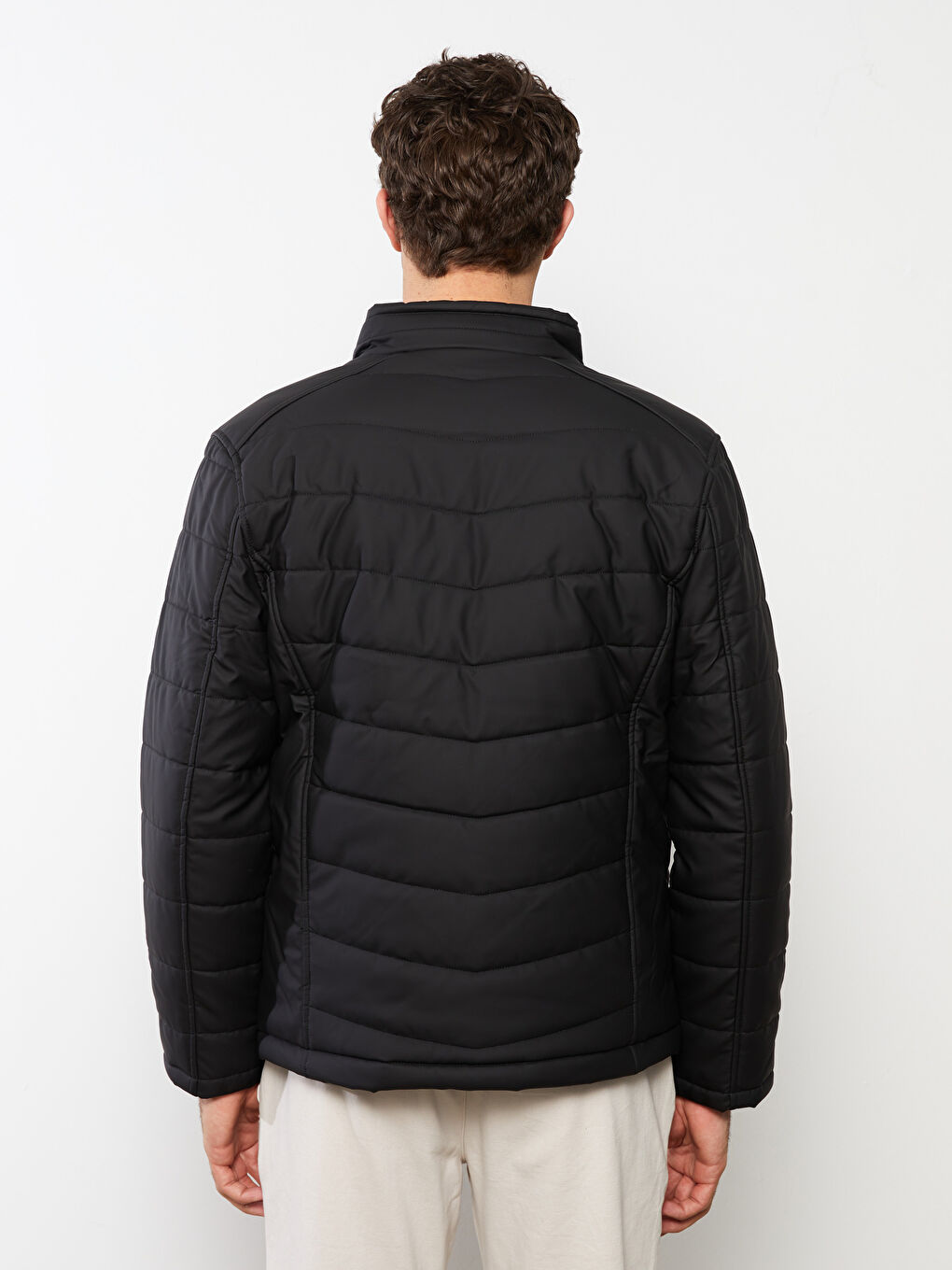 Standard Fit Collared Neck Men's Leather Look Coat-5