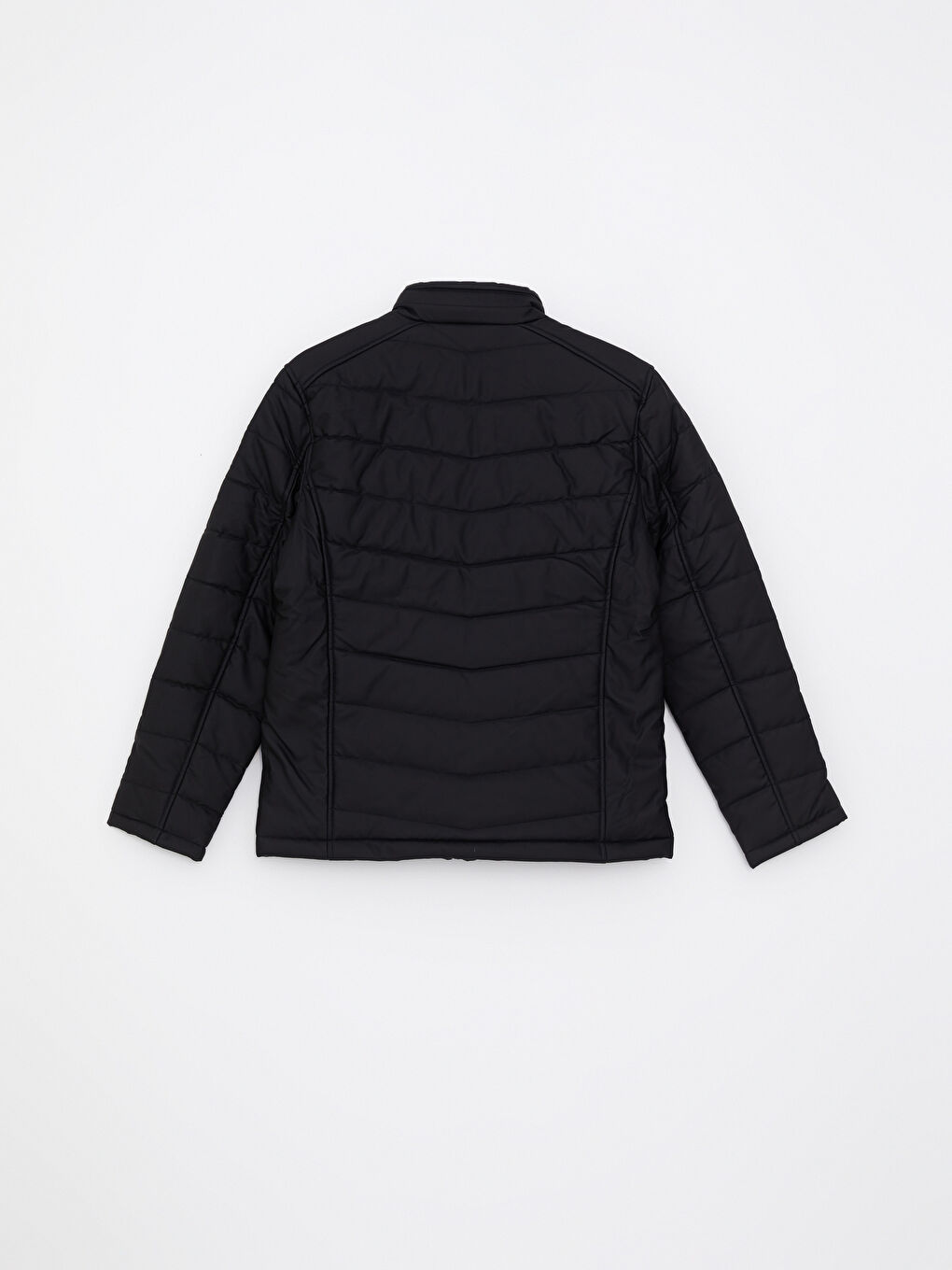 Siyah Standart Kalıp Dik Yaka Erkek Deri Görünümlü Mont-7