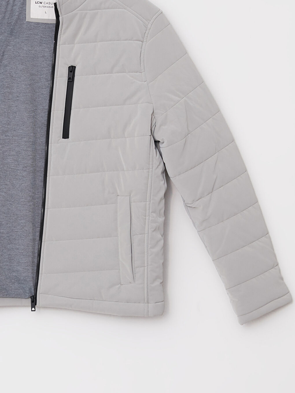 Bej Standart Kalıp Dik Yaka Erkek Deri Görünümlü Mont-6