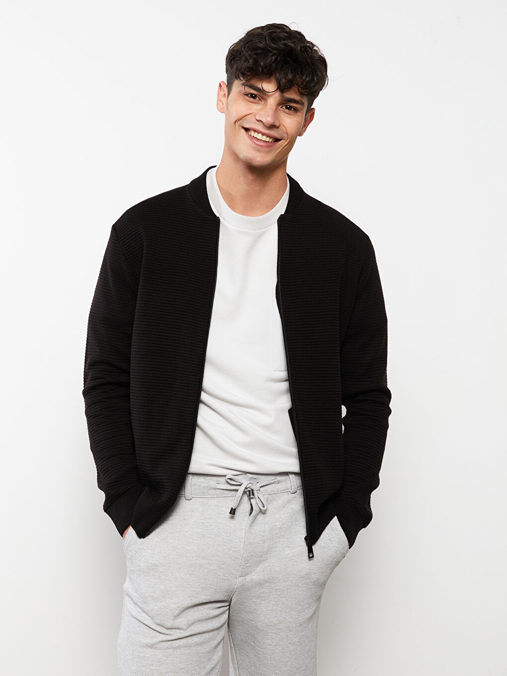 Cardigan pentru Bărbați cu Guler Colegiu, Croială Standard