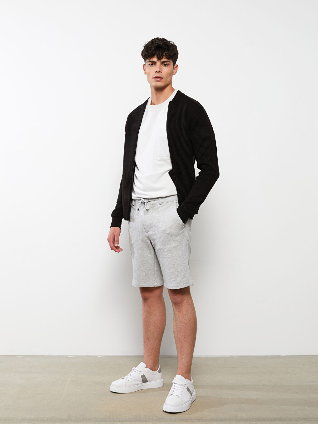 Cardigan pentru Bărbați cu Guler Colegiu, Croială Standard-2