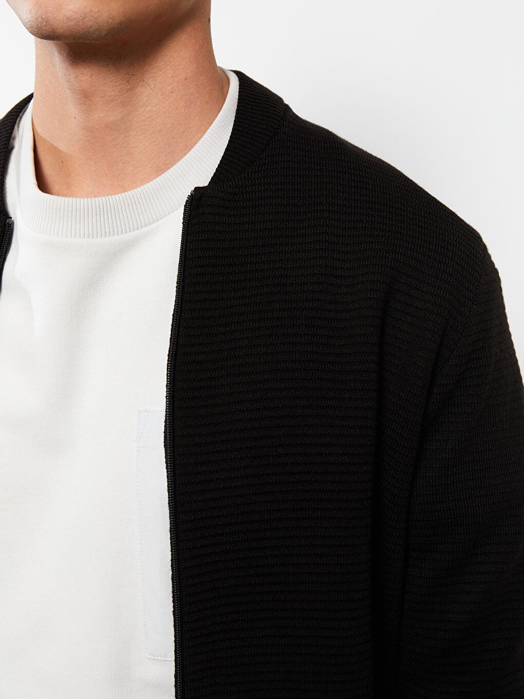 Cardigan pentru Bărbați cu Guler Colegiu, Croială Standard-3