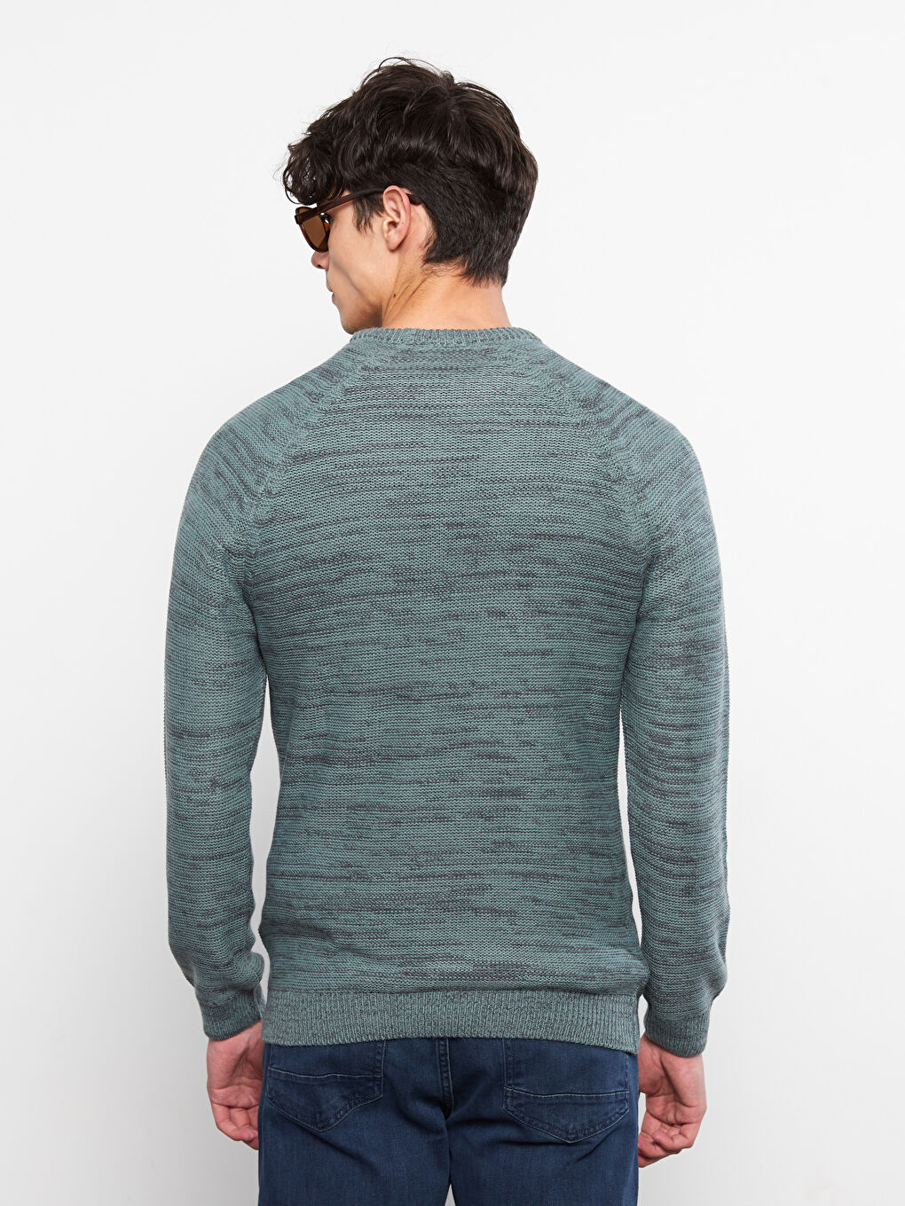 Crew Neck Long Sleeve Men's Tricot Sweater-4