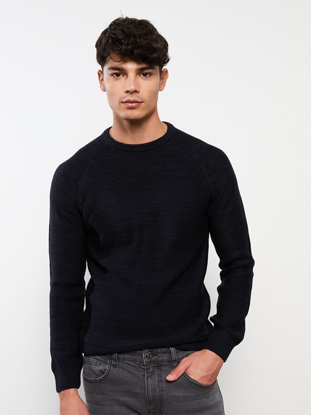 XSIDE Crew Neck Long Sleeve Men's Tricot Sweater -W21207Z8-J2Y