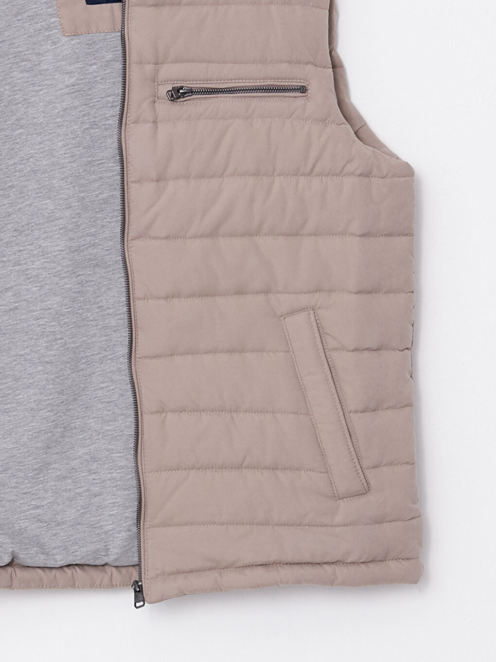 Bej Standart Kalıp Dik Yaka Erkek Yelek-7