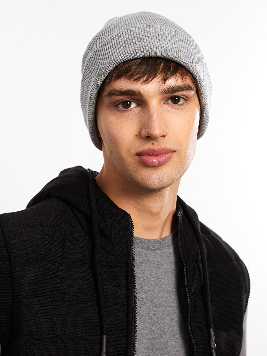 Slim Fit Hooded Men's Knitwear Vest-2