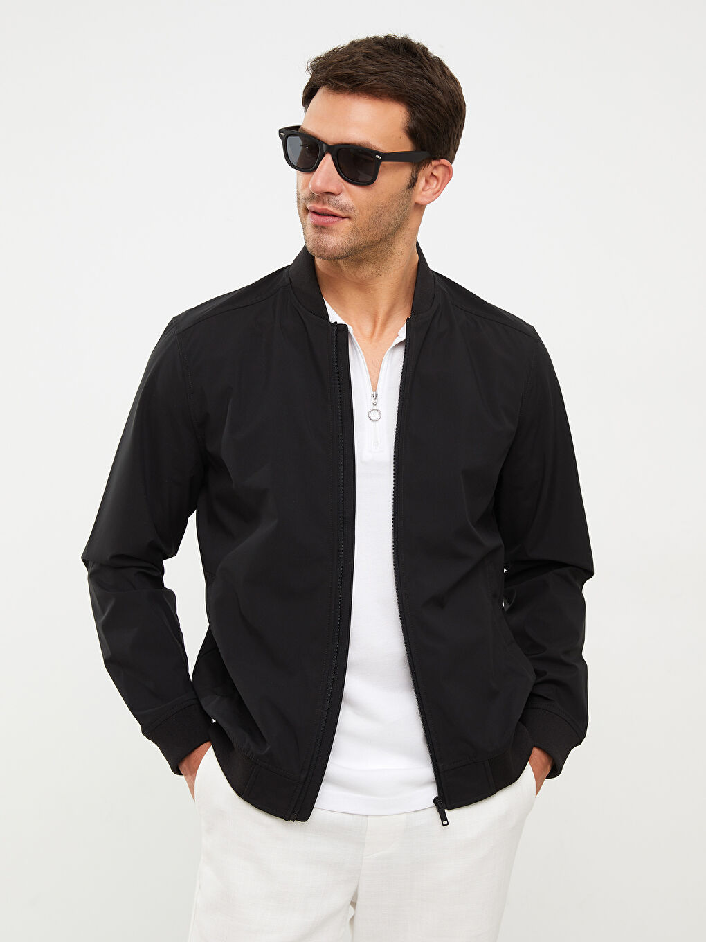 Blouson aviateur à col universitaire pour Hommes, coupe standard