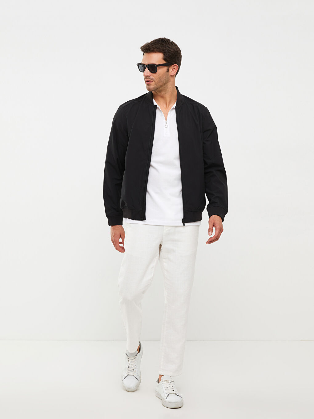 Blouson aviateur à col universitaire pour Hommes, coupe standard-1