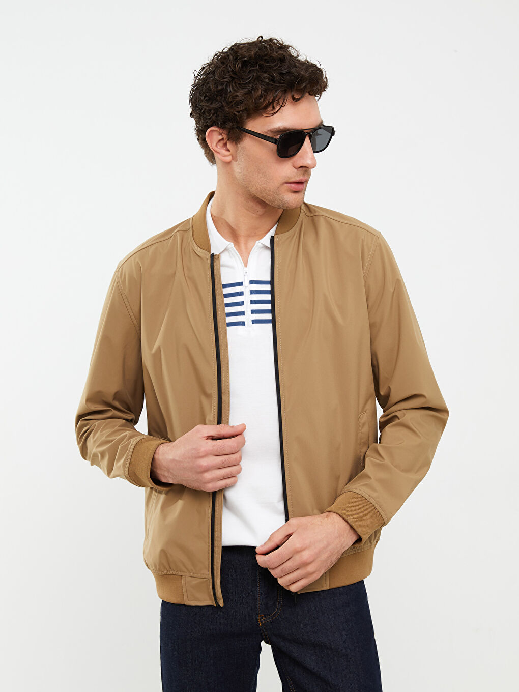 Ерлерге арналған стандартты пішім колледж жағалы бомбер күртке-1