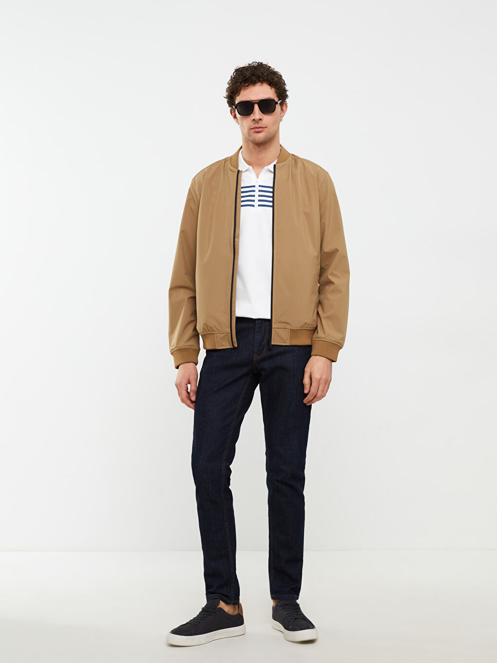 Ерлерге арналған стандартты пішім колледж жағалы бомбер күртке-2