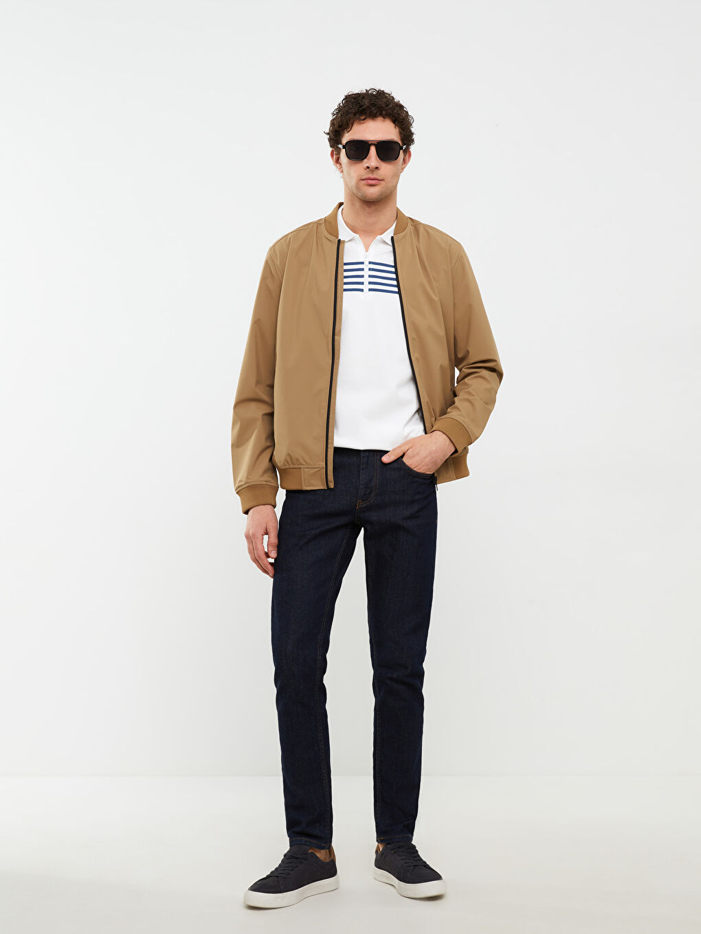 Ерлерге арналған стандартты пішім колледж жағалы бомбер күртке-3