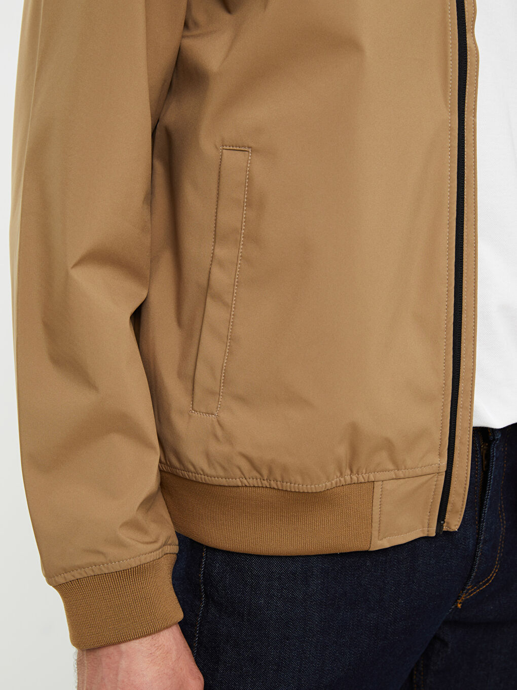 Ерлерге арналған стандартты пішім колледж жағалы бомбер күртке-4