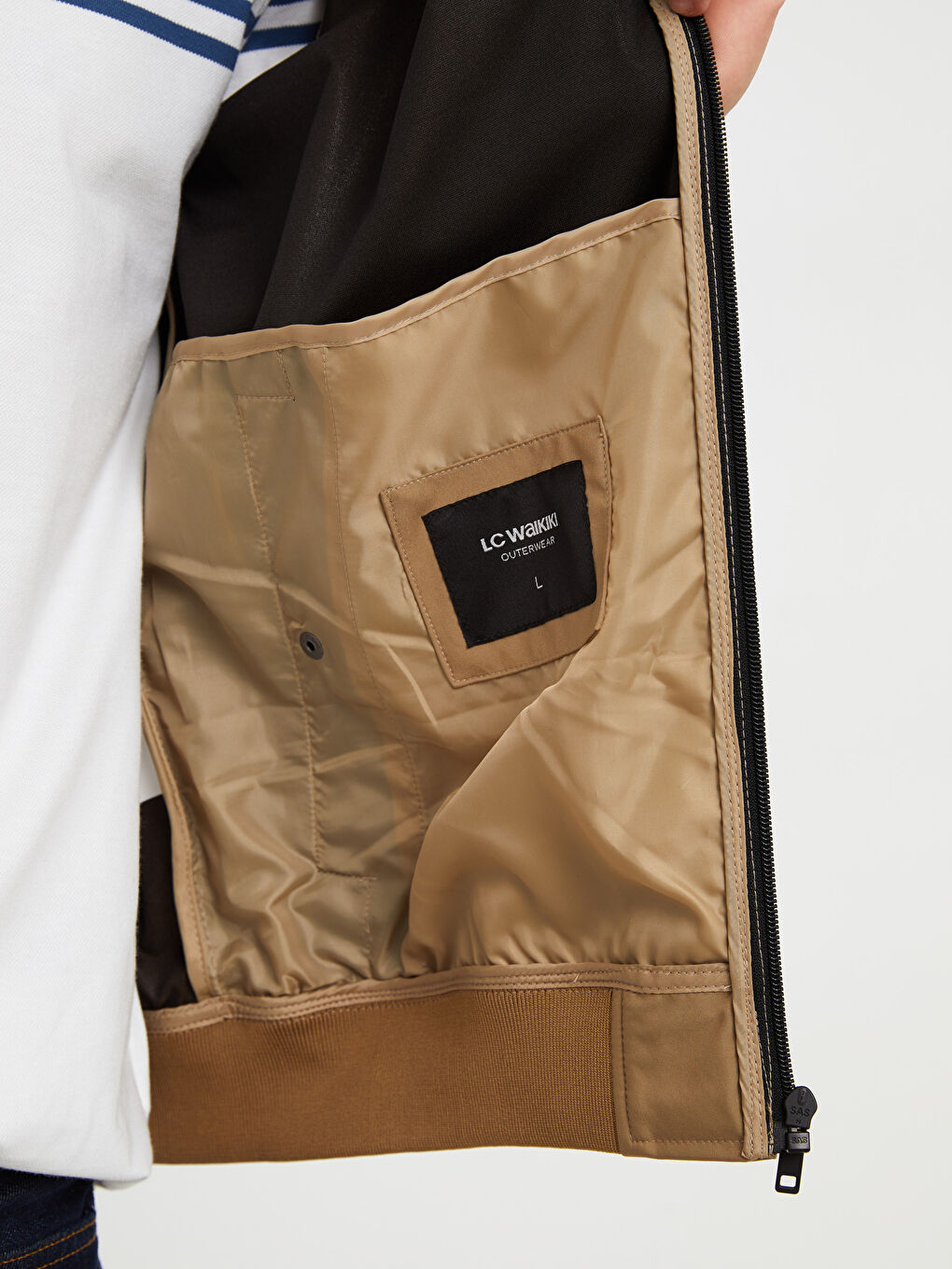 Ерлерге арналған стандартты пішім колледж жағалы бомбер күртке-5