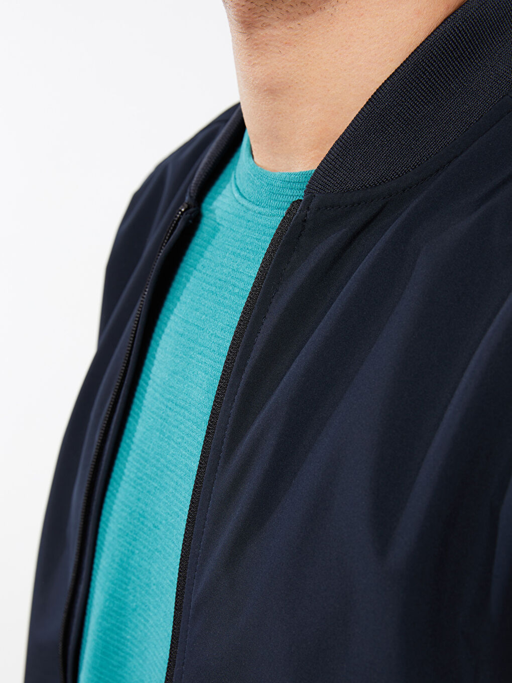 Стандартна кройка яке тип бомбър с колежка яка за мъже-2