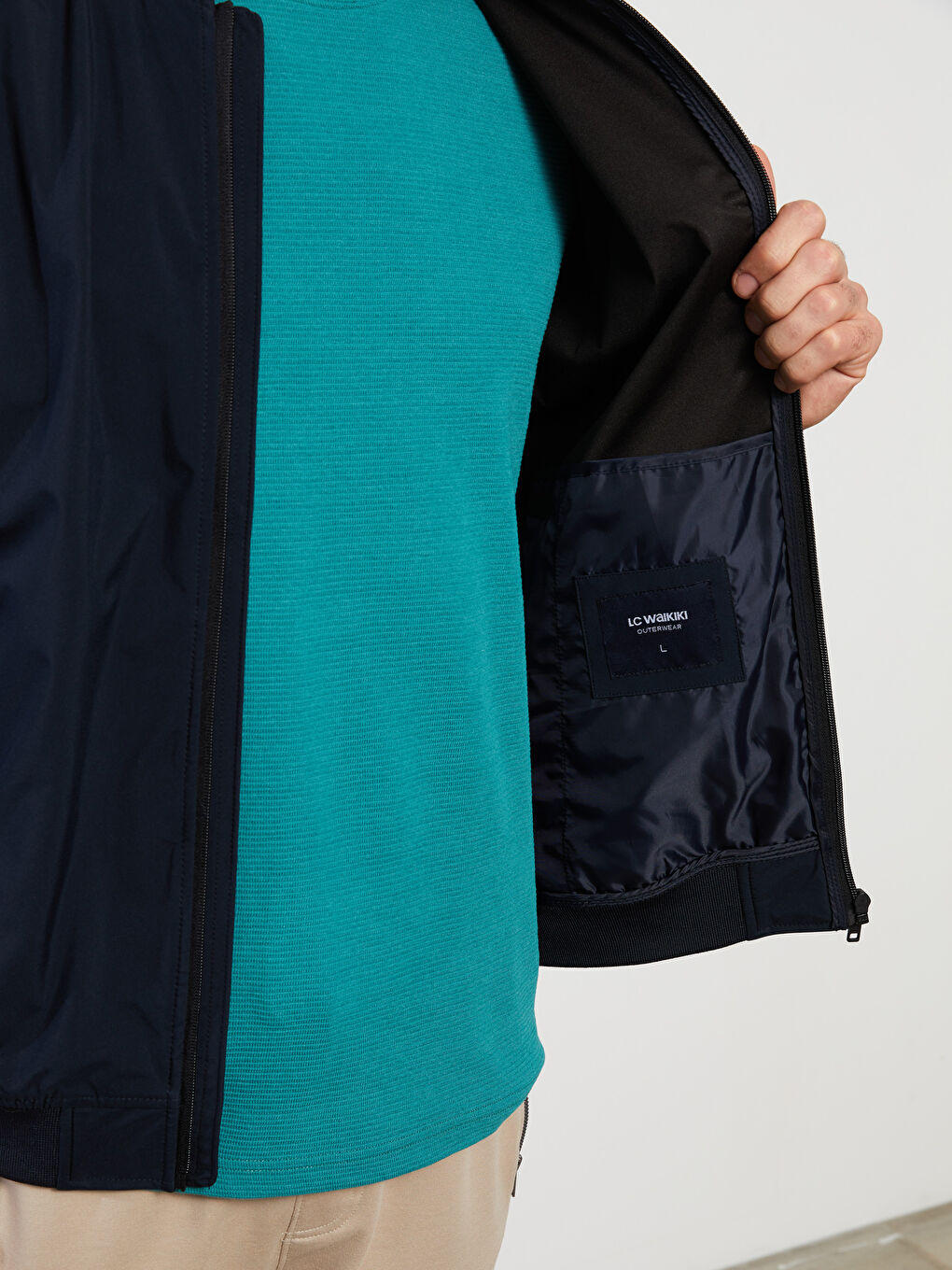 Стандартна кройка яке тип бомбър с колежка яка за мъже-3