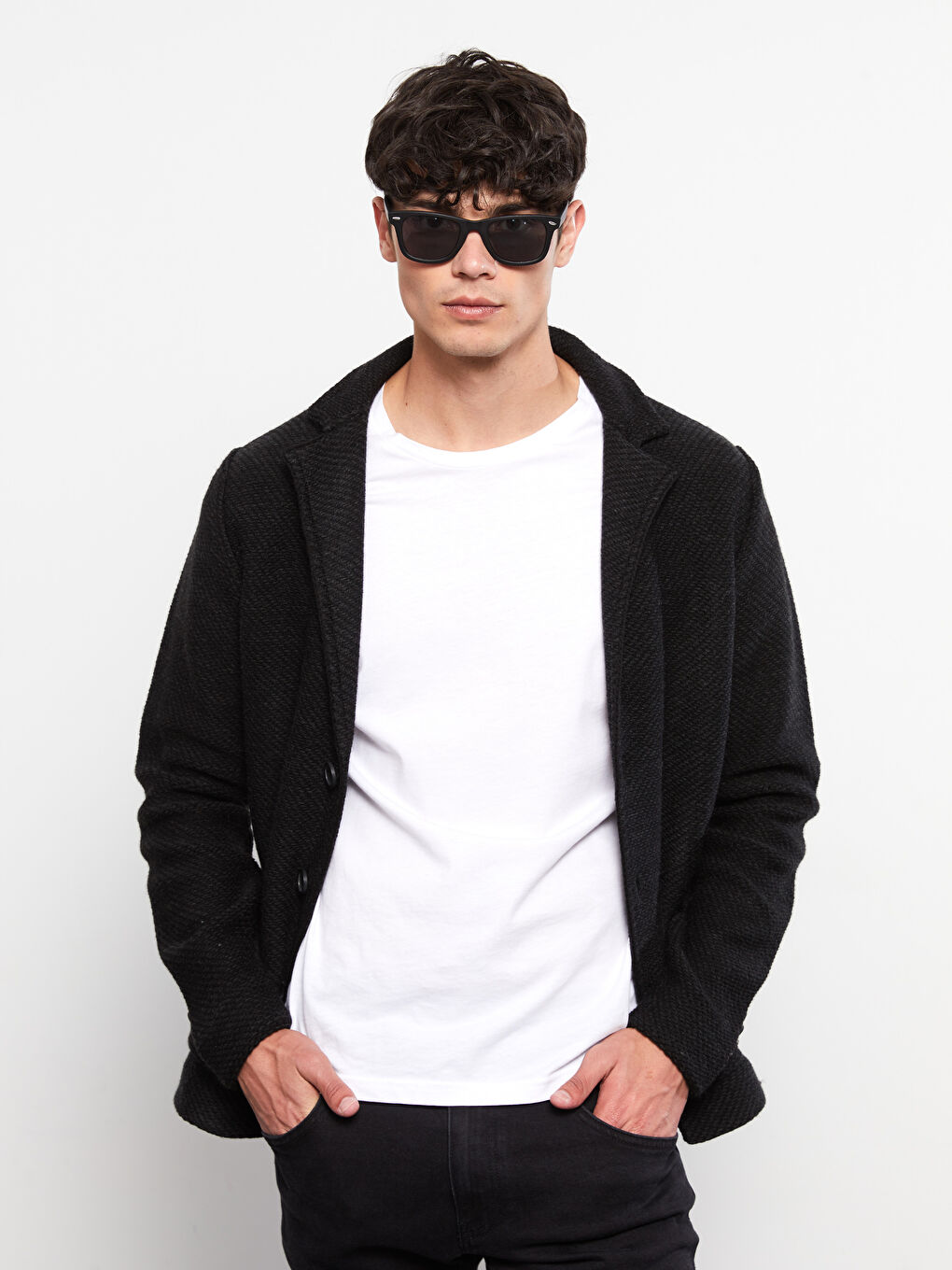Slim Fit Double Breasted Collar Men's Tricot Cardigan -W21223Z8-CVL