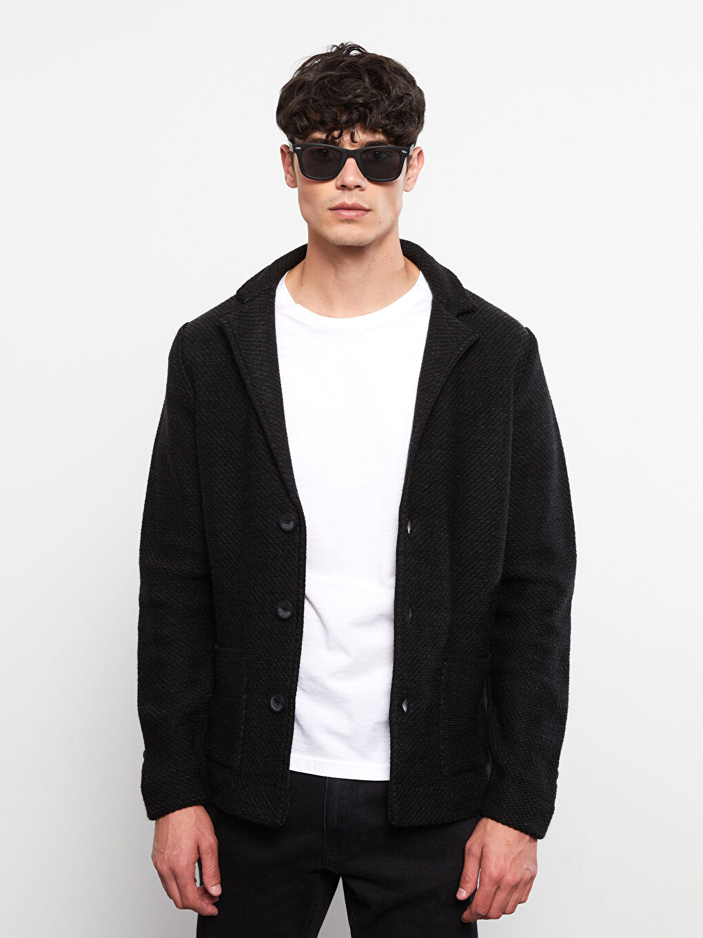 Slim Fit Double Breasted Collar Men's Tricot Cardigan -W21223Z8-CVL