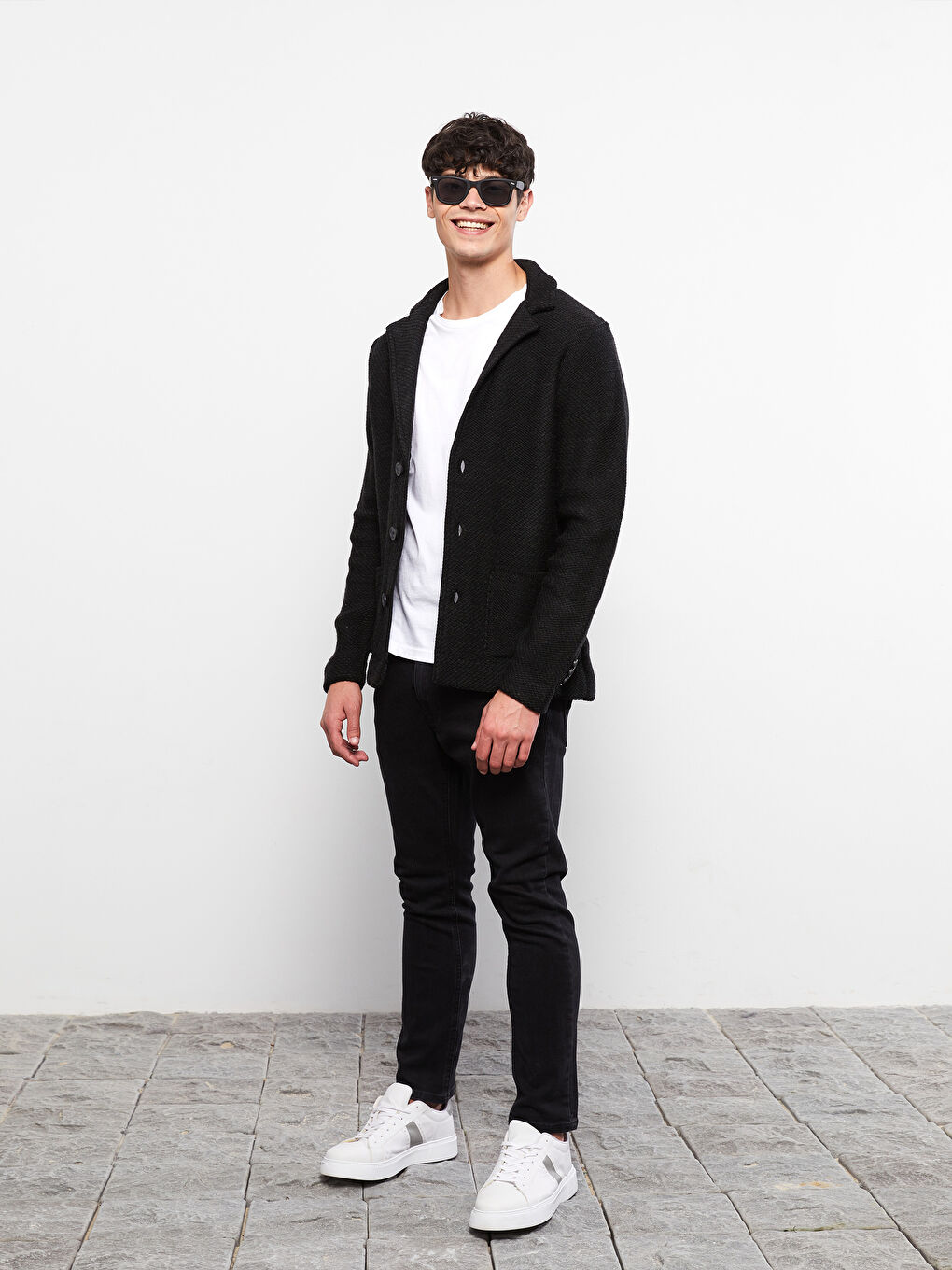 Slim Fit Double Breasted Collar Men's Tricot Cardigan -W21223Z8-CVL