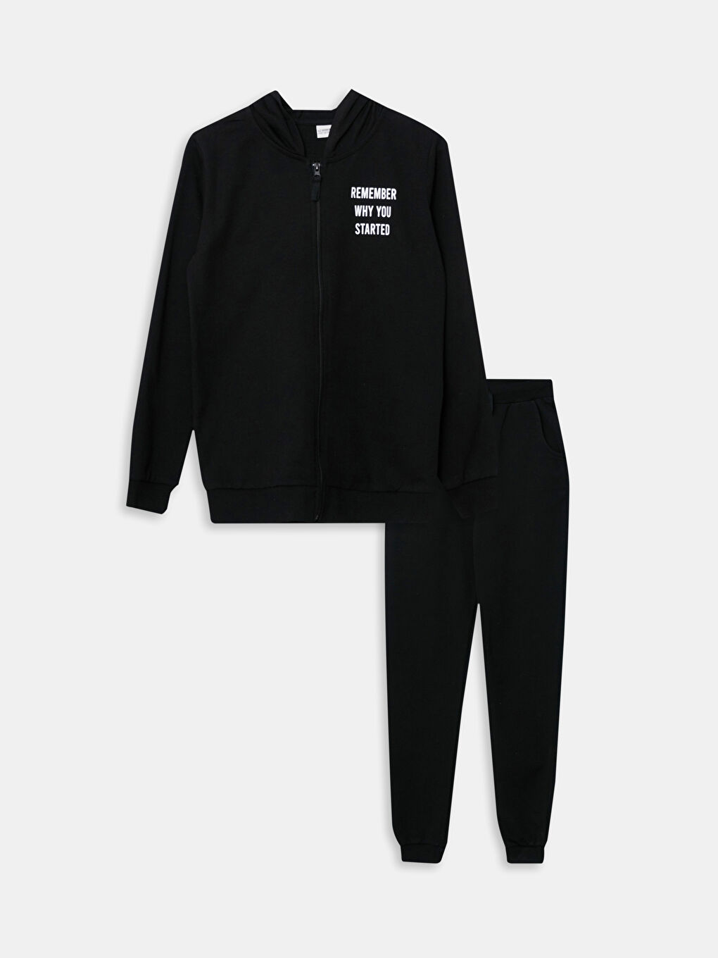 LCW Kids Hooded Printed Long Sleeve Girls' Zippered Sweatshirt and Sweatpants -W21252Z4-CVL