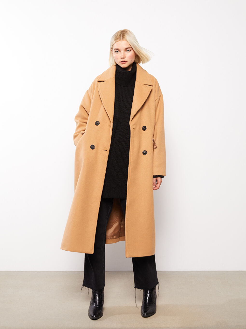LC Waikiki Jacket Collar Women's Cachet Overcoat -W21269Z8-S6P