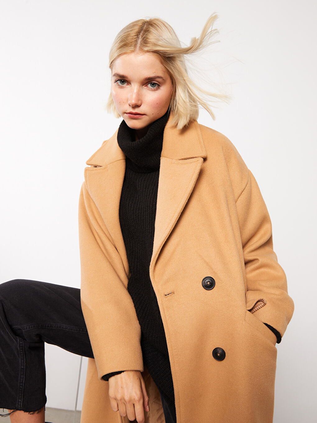 LC Waikiki Jacket Collar Women's Cachet Overcoat -W21269Z8-S6P