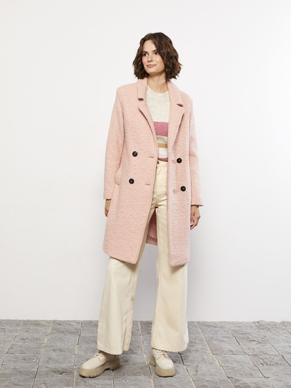 LCW Vision Jacket Collar Women's Cachet Overcoat -W21273Z8-QWN