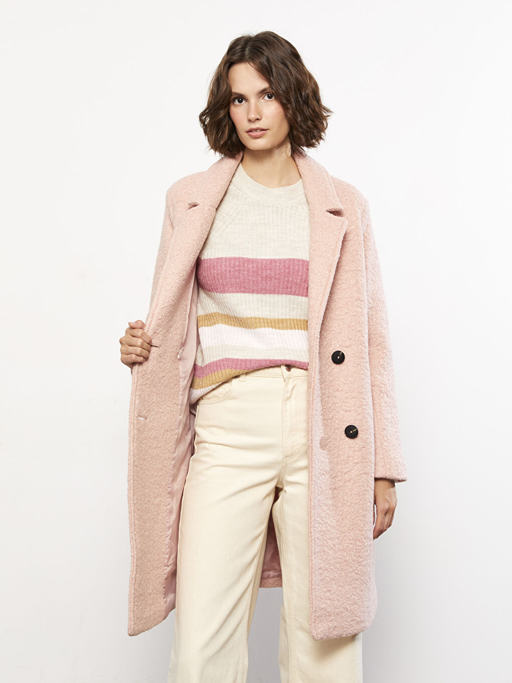 LCW Vision Jacket Collar Women's Cachet Overcoat -W21273Z8-QWN