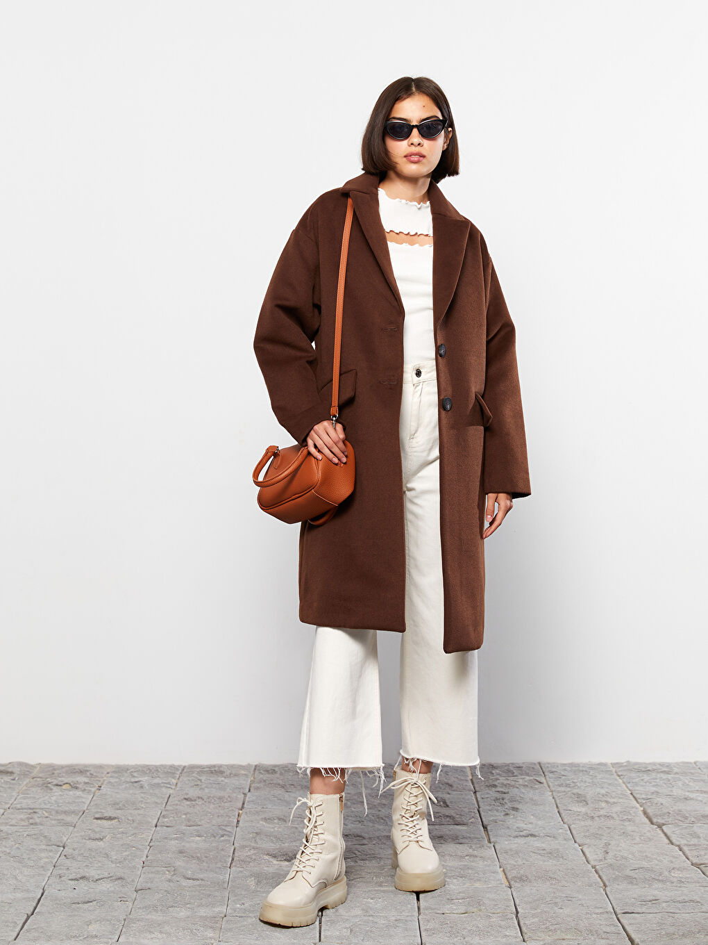 eaphi big collar middle coat ブラウン eaphi big collar middle coat コート
