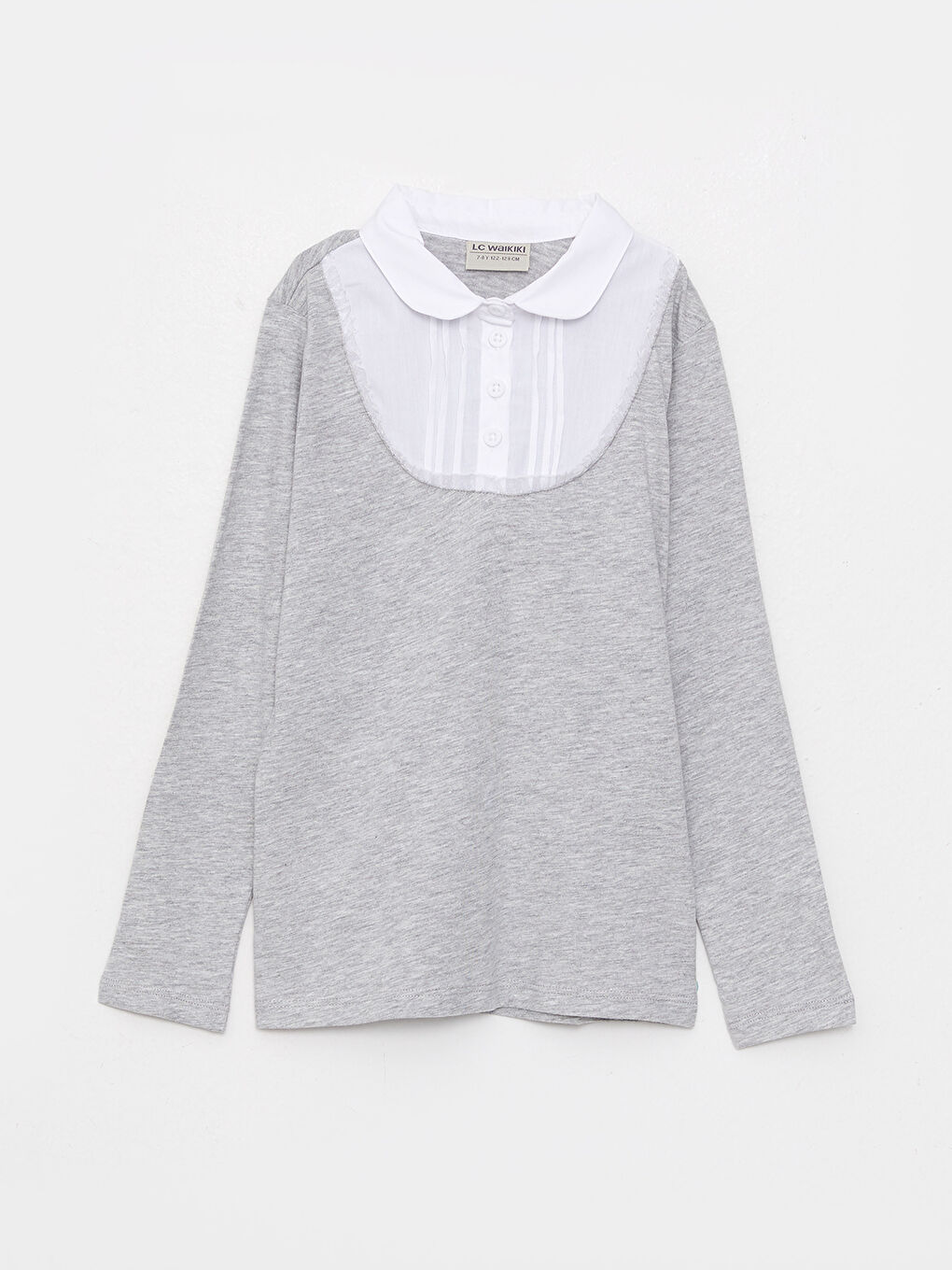 Shirt Collar Basic Long Sleeve Girls T-Shirt