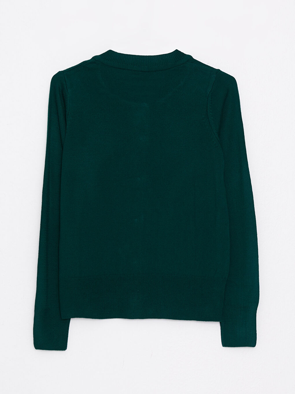 كارديجان تريكو كم طويل سادة بياقة دائرية للسيدات-8