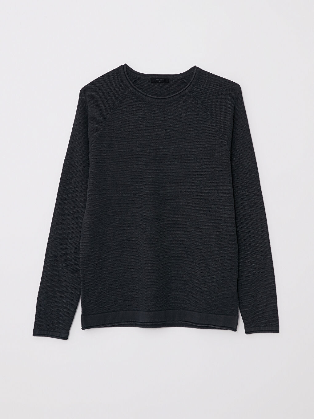 Siyah Bisiklet Yaka Erkek Triko Kazak-3