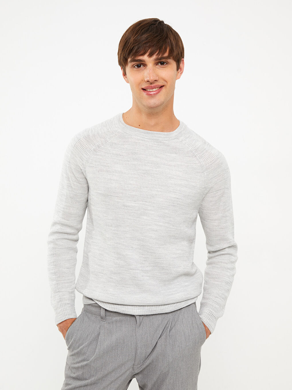 Gri Bisiklet Yaka Erkek Triko Kazak