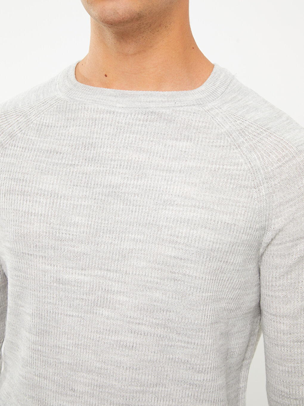 Gri Bisiklet Yaka Erkek Triko Kazak-3