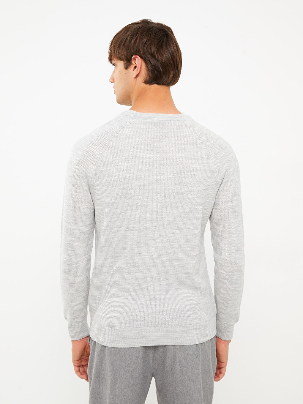 Gri Bisiklet Yaka Erkek Triko Kazak-4