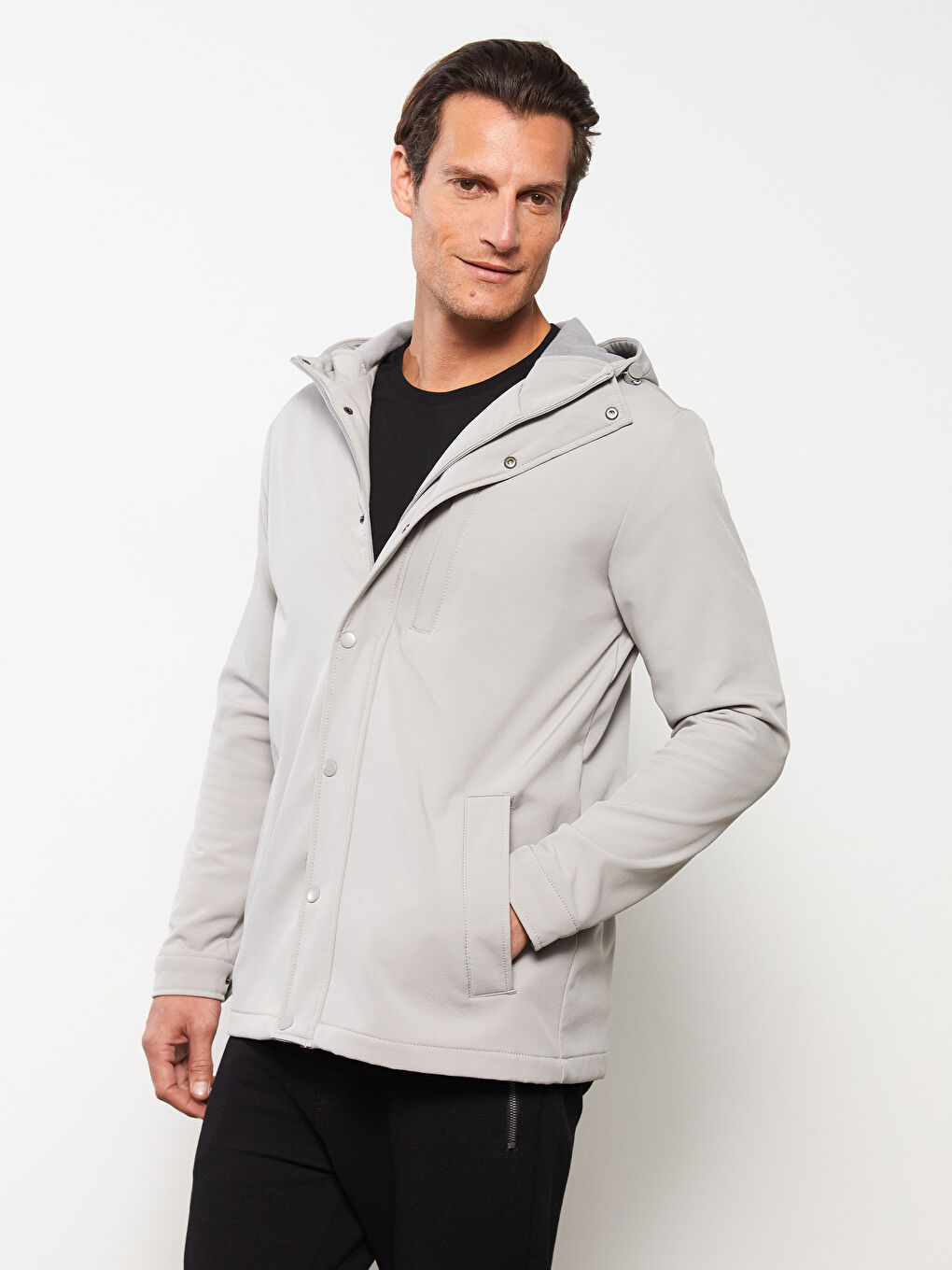 Regular Fit Hooded Men's Raincoat