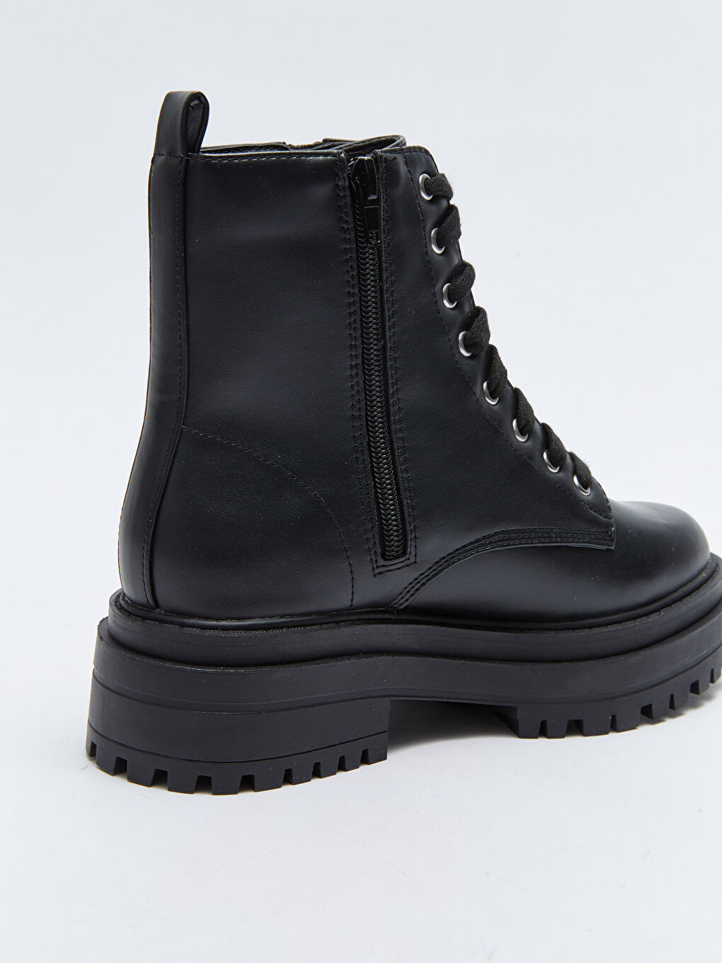 LCW Faux Leather Thick Sole Lace-up and Zippered Women's Boots -W21319Z8-HUC