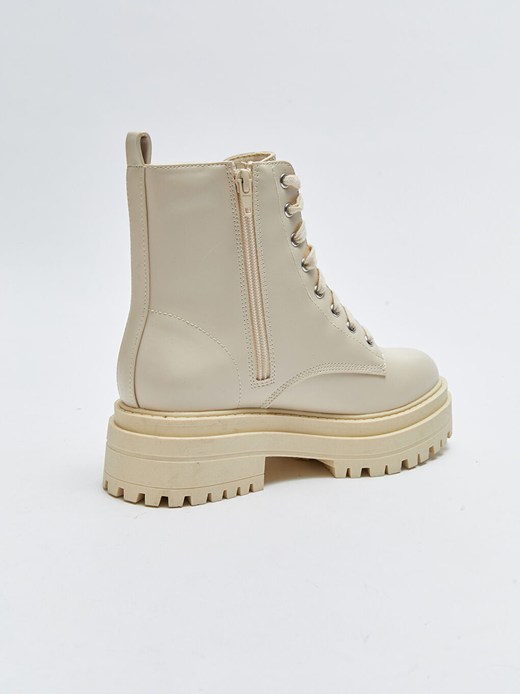 Bottes pour Femmes en Similicuir à Semelle Épaisse avec Lacets et Fermeture Éclair-5