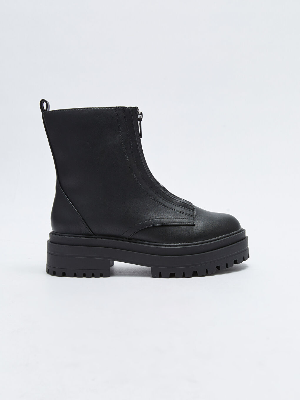 Leather Look Zipper Detailed Women's Boots-1