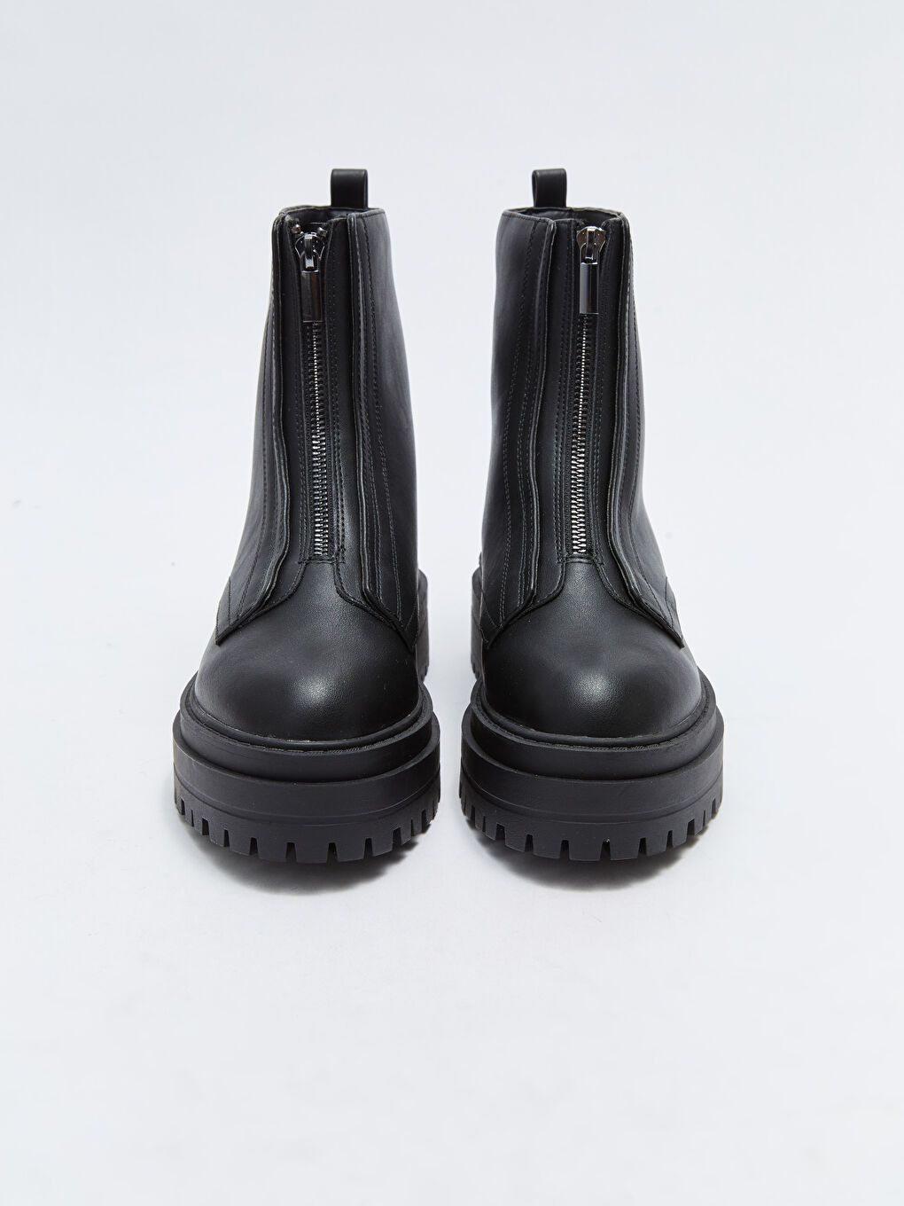 Leather Look Zipper Detailed Women's Boots-2