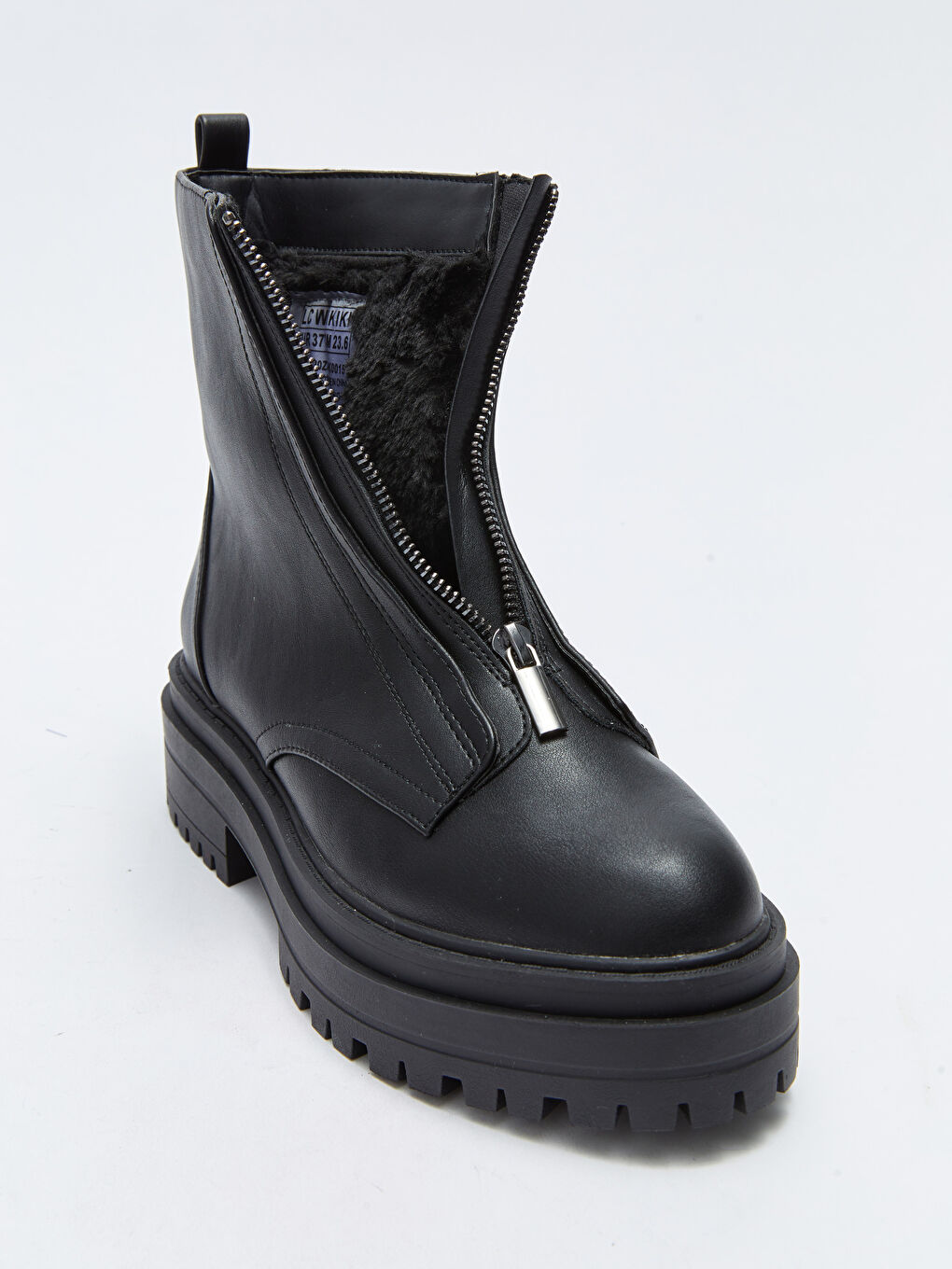 Leather Look Zipper Detailed Women's Boots-5