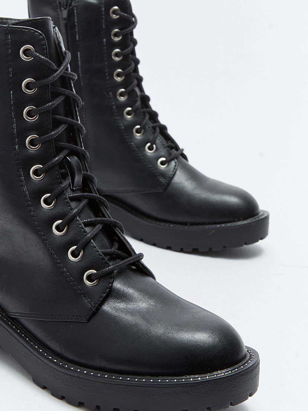 Женские ботинки из искусственной кожи со шнуровкой-2