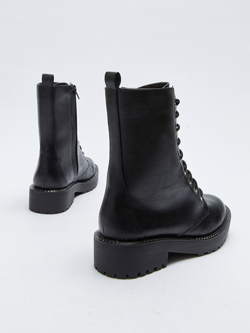 Женские ботинки из искусственной кожи со шнуровкой-4
