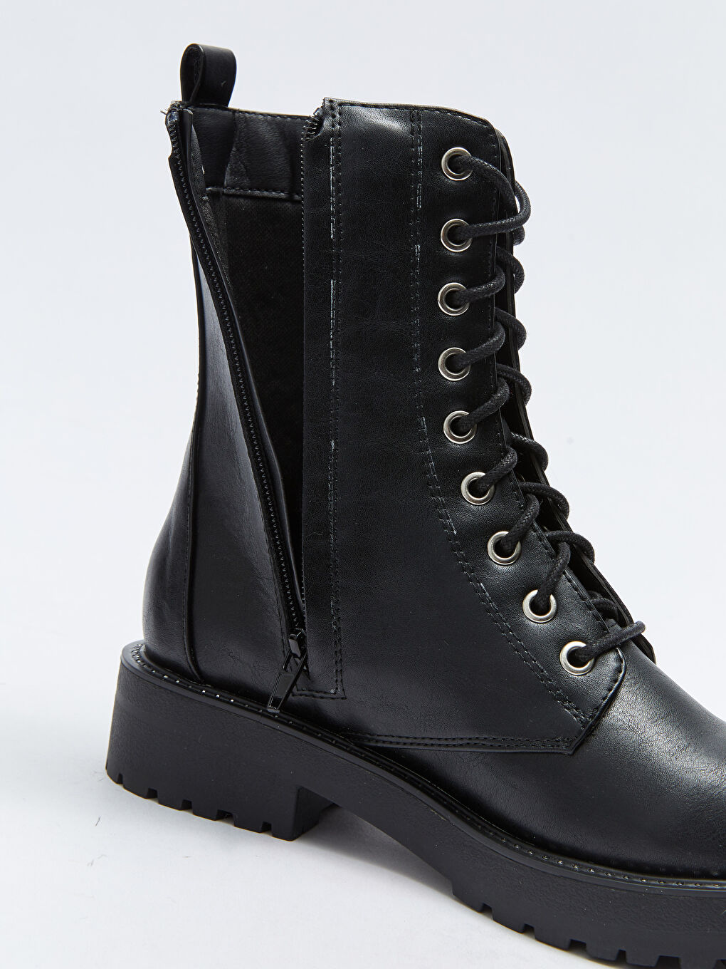 Женские ботинки из искусственной кожи со шнуровкой-5