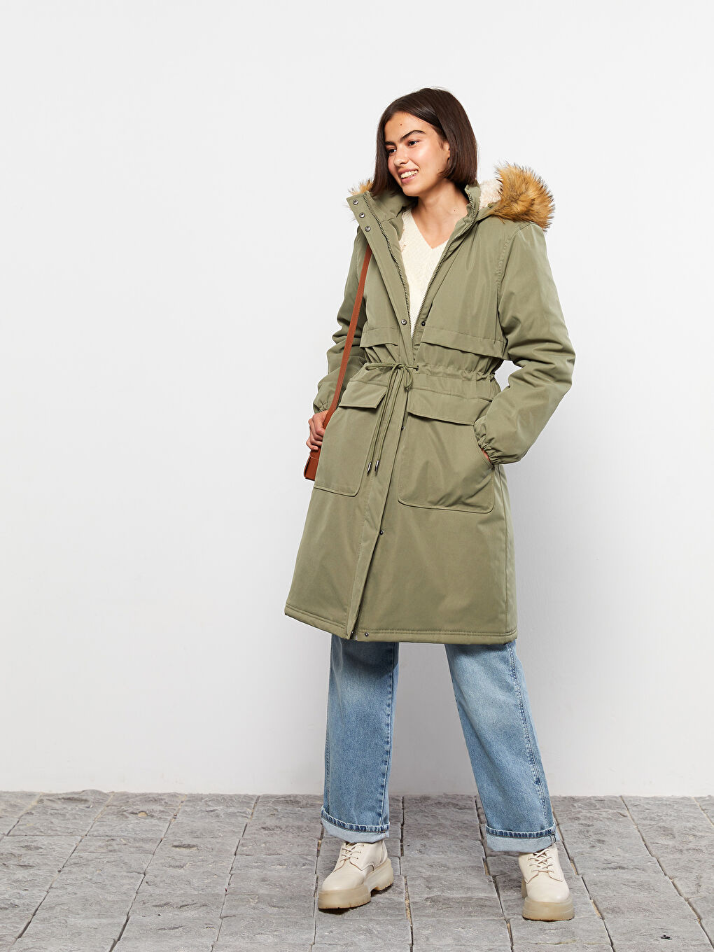Mit Kapuze Regulär Langarm Damen Parka
