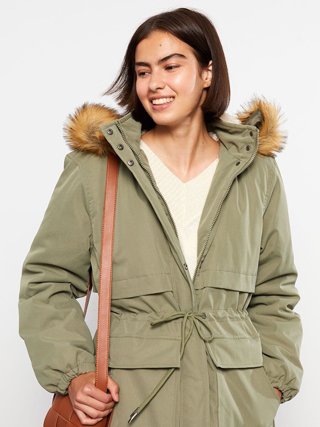 Mit Kapuze Regulär Langarm Damen Parka-1