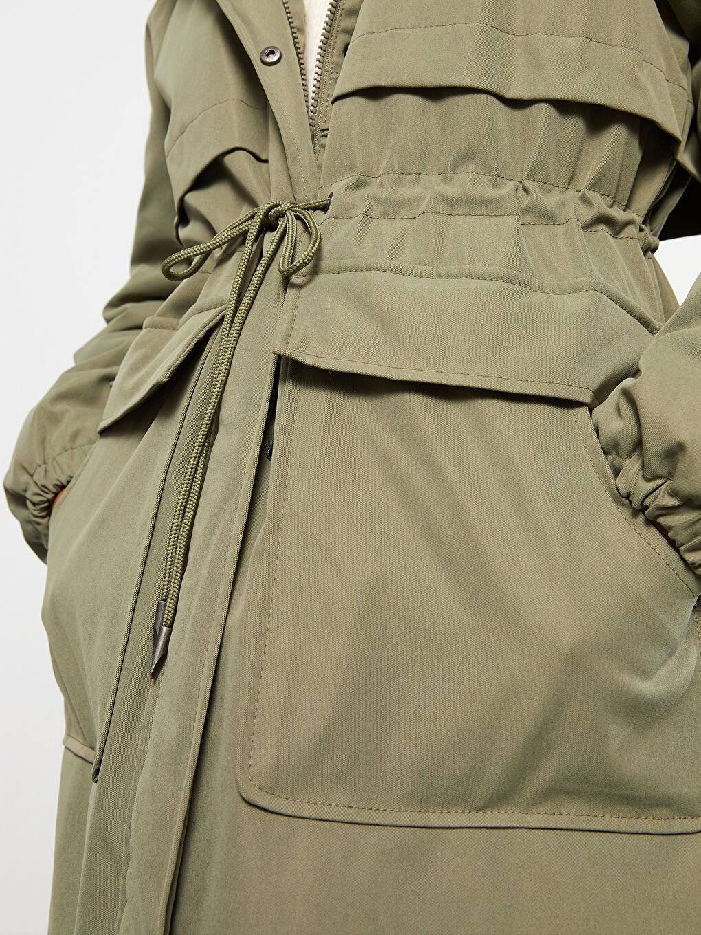 Mit Kapuze Regulär Langarm Damen Parka-4